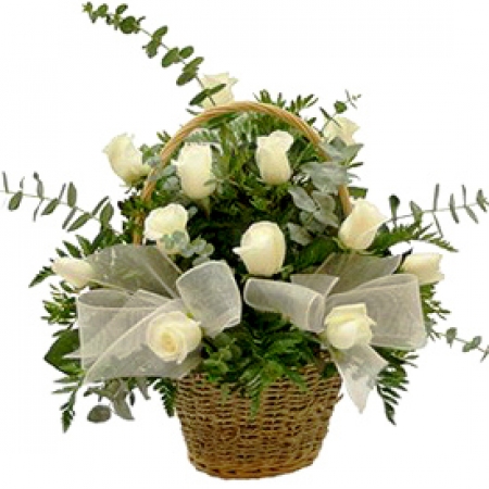 White Elegance - 12 Stems Basket
